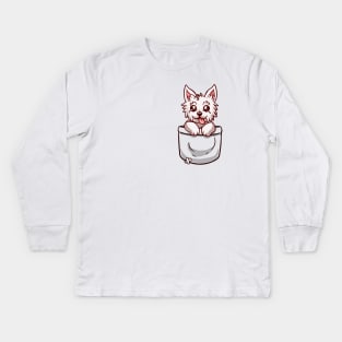 Pocket West Highland Terrier Kids Long Sleeve T-Shirt